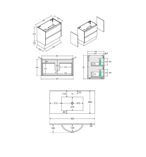 Fienza Dolce Amato Scandi Oak 900mm Vanity